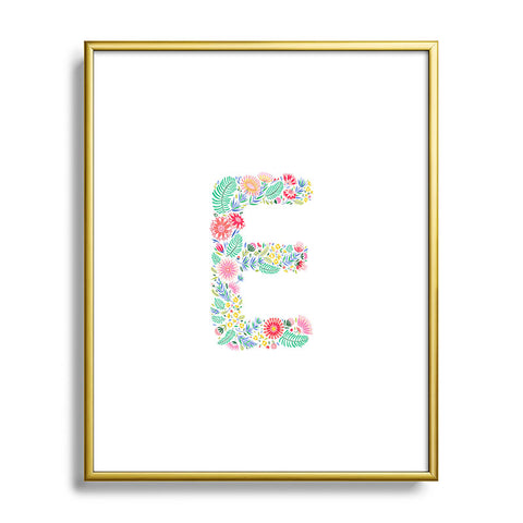 Pimlada Phuapradit Floral Alphabet E Metal Framed Art Print