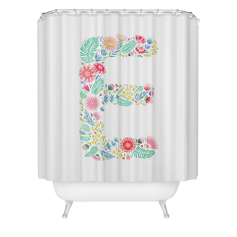 Pimlada Phuapradit Floral Alphabet E Shower Curtain