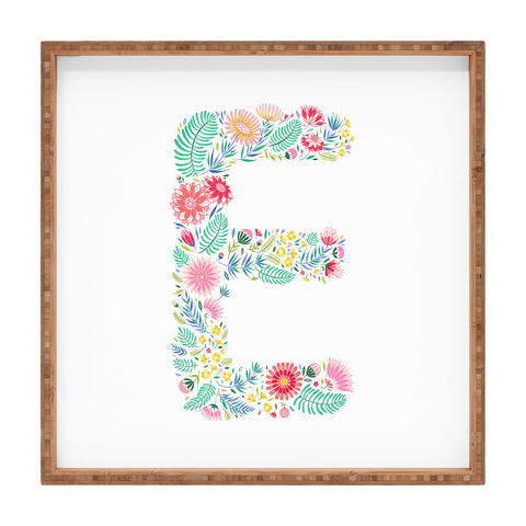 Pimlada Phuapradit Floral Alphabet E Square Tray