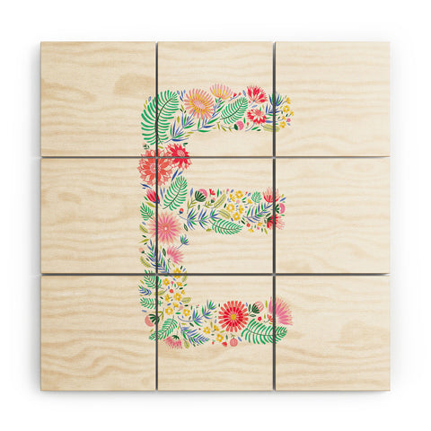 Pimlada Phuapradit Floral Alphabet E Wood Wall Mural
