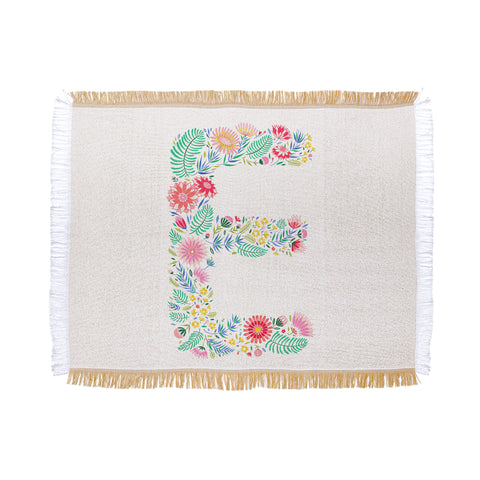 Pimlada Phuapradit Floral Alphabet E Throw Blanket