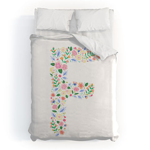 Pimlada Phuapradit Floral Alphabet F Duvet Cover