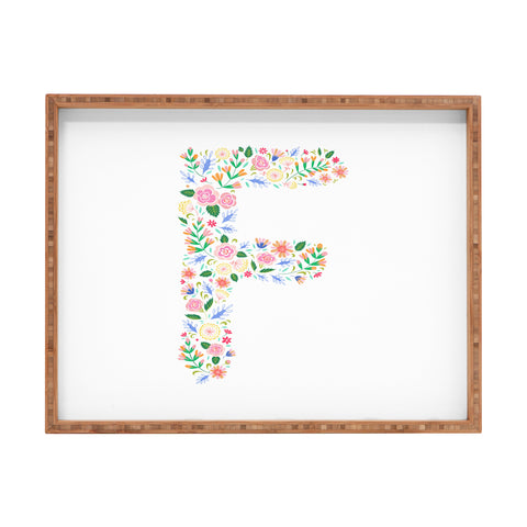 Pimlada Phuapradit Floral Alphabet F Rectangular Tray