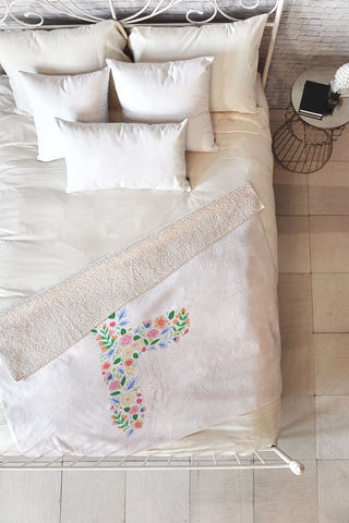 Pimlada Phuapradit Floral Alphabet F Fleece Throw Blanket