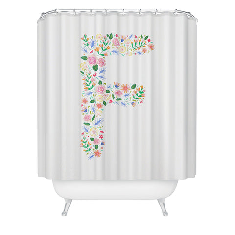 Pimlada Phuapradit Floral Alphabet F Shower Curtain