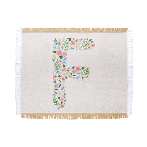 Pimlada Phuapradit Floral Alphabet F Throw Blanket