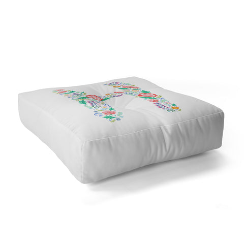 Pimlada Phuapradit Floral Alphabet H Floor Pillow Square