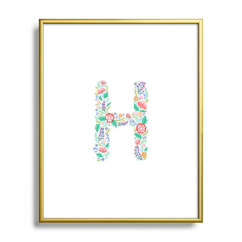 Pimlada Phuapradit Floral Alphabet H Metal Framed Art Print