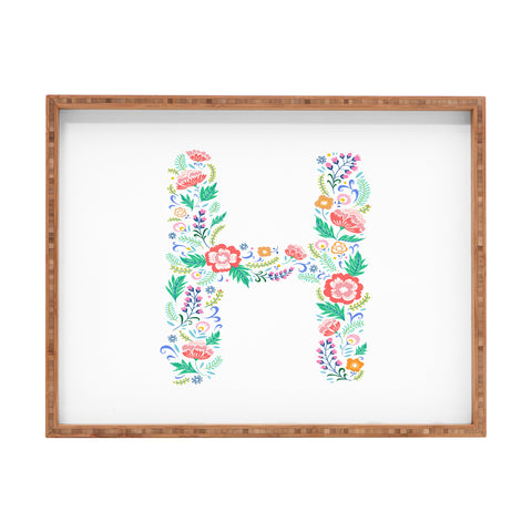 Pimlada Phuapradit Floral Alphabet H Rectangular Tray