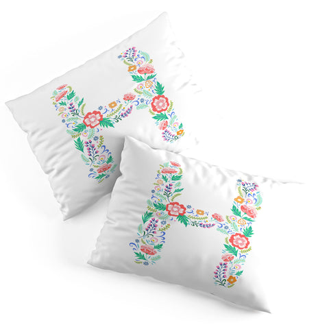Pimlada Phuapradit Floral Alphabet H Pillow Shams