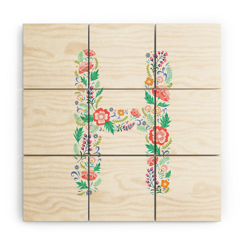 Pimlada Phuapradit Floral Alphabet H Wood Wall Mural
