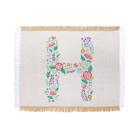 Pimlada Phuapradit Floral Alphabet H Throw Blanket