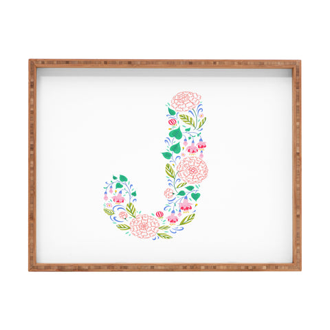 Pimlada Phuapradit Floral Alphabet J Rectangular Tray