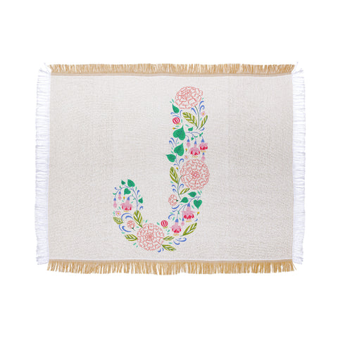 Pimlada Phuapradit Floral Alphabet J Throw Blanket