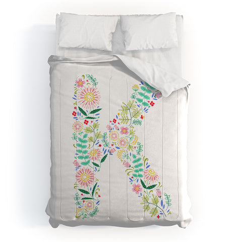 Pimlada Phuapradit Floral Alphabet K Comforter