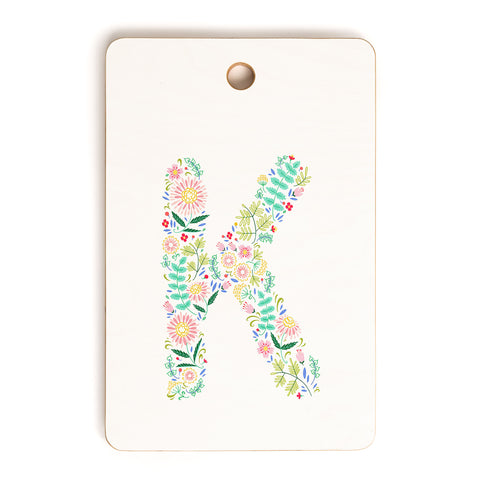 Pimlada Phuapradit Floral Alphabet K Cutting Board Rectangle