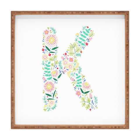 Pimlada Phuapradit Floral Alphabet K Square Tray
