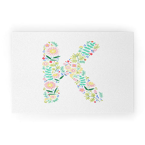 Pimlada Phuapradit Floral Alphabet K Welcome Mat