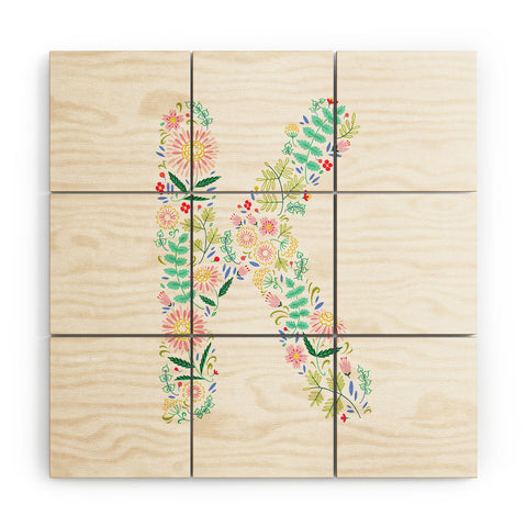 Pimlada Phuapradit Floral Alphabet K Wood Wall Mural