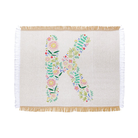 Pimlada Phuapradit Floral Alphabet K Throw Blanket