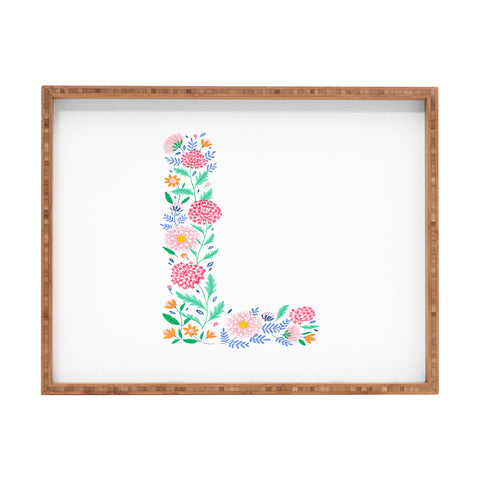 Pimlada Phuapradit Floral Alphabet L Rectangular Tray