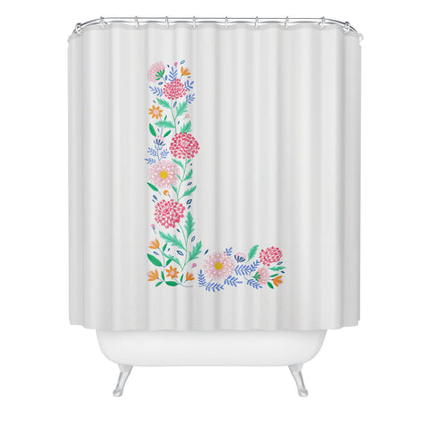 Pimlada Phuapradit Floral Alphabet L Shower Curtain