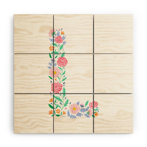Pimlada Phuapradit Floral Alphabet L Wood Wall Mural