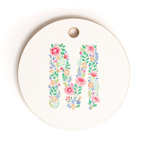 Pimlada Phuapradit Floral Alphabet M Cutting Board Round