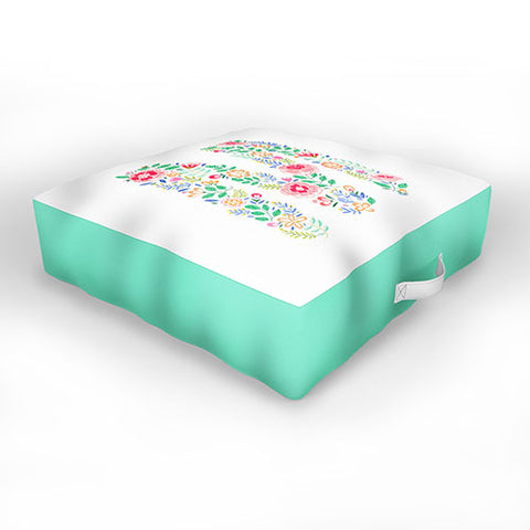 Pimlada Phuapradit Floral Alphabet M Outdoor Floor Cushion