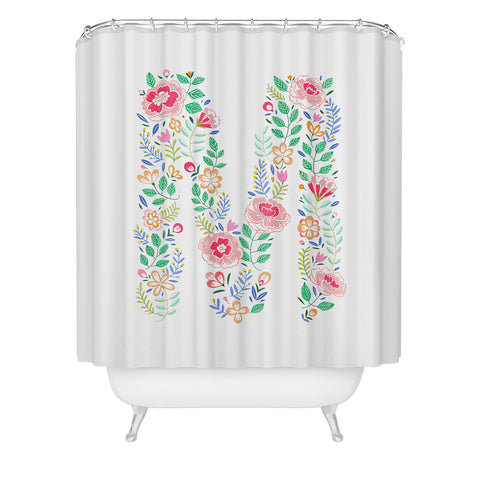 Pimlada Phuapradit Floral Alphabet M Shower Curtain