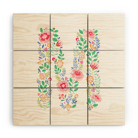 Pimlada Phuapradit Floral Alphabet M Wood Wall Mural