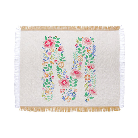 Pimlada Phuapradit Floral Alphabet M Throw Blanket