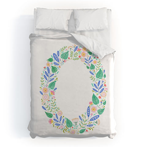Pimlada Phuapradit Floral Alphabet O Duvet Cover