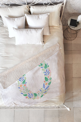 Pimlada Phuapradit Floral Alphabet O Fleece Throw Blanket
