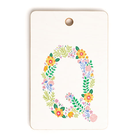 Pimlada Phuapradit Floral Alphabet Q Cutting Board Rectangle