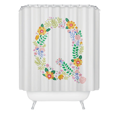 Pimlada Phuapradit Floral Alphabet Q Shower Curtain
