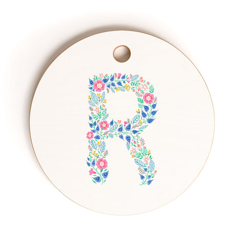 Pimlada Phuapradit Floral Alphabet R Cutting Board Round