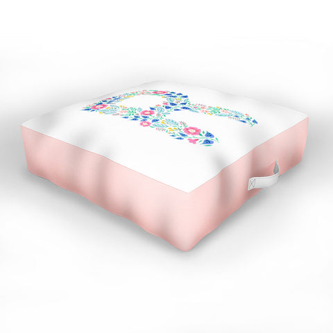 Pimlada Phuapradit Floral Alphabet R Outdoor Floor Cushion