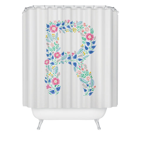 Pimlada Phuapradit Floral Alphabet R Shower Curtain