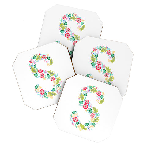 Pimlada Phuapradit Floral Alphabet S Coaster Set