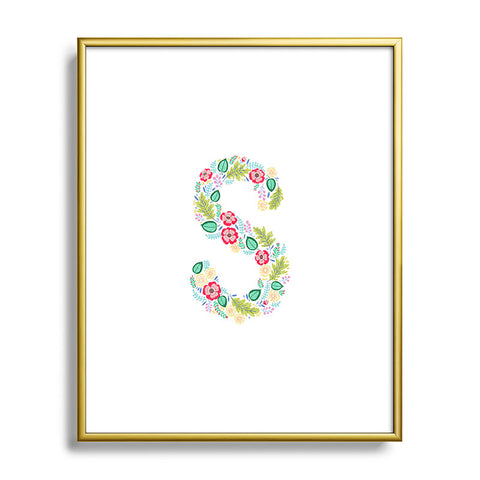 Pimlada Phuapradit Floral Alphabet S Metal Framed Art Print