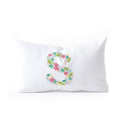 Pimlada Phuapradit Floral Alphabet S Oblong Throw Pillow