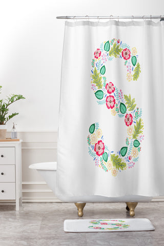 Pimlada Phuapradit Floral Alphabet S Shower Curtain And Mat