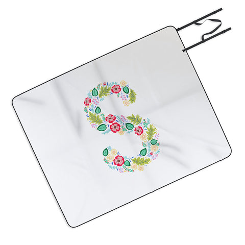 Pimlada Phuapradit Floral Alphabet S Picnic Blanket