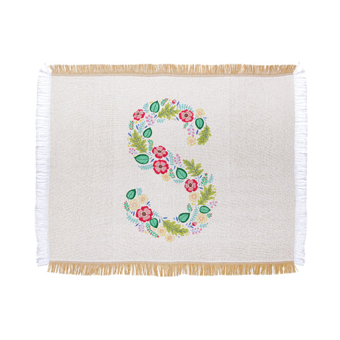 Pimlada Phuapradit Floral Alphabet S Throw Blanket