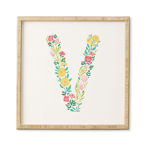 Pimlada Phuapradit Floral Alphabet V Framed Wall Art