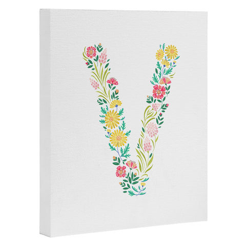 Pimlada Phuapradit Floral Alphabet V Art Canvas