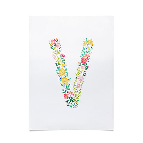Pimlada Phuapradit Floral Alphabet V Poster