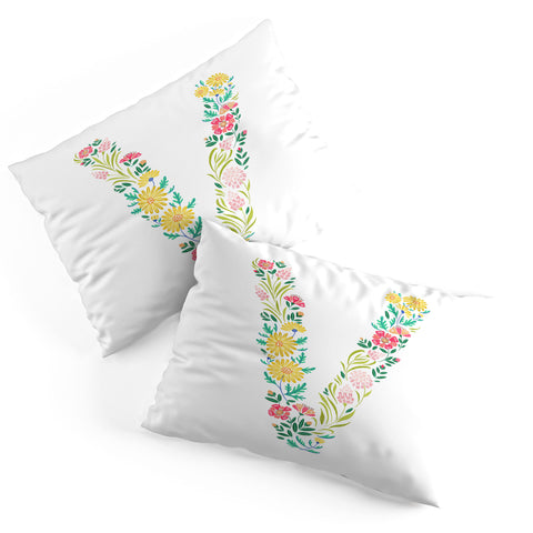 Pimlada Phuapradit Floral Alphabet V Pillow Shams