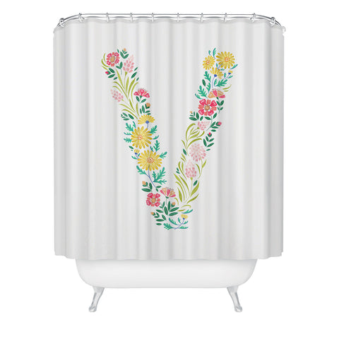 Pimlada Phuapradit Floral Alphabet V Shower Curtain